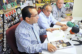 Antonio Montenegro, Diego Cebrián y Francisco Navarro durante la rueda de prensa desarrollada este martes 12 de mayo en la sede del PABA.
